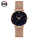 New Arrival Elegant Fashion Lady's Watch Luxury Rhinestone Starry Sky Dial Waterproof Stainless Steel Strap Watches
