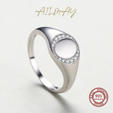 Round Signet Halo of  AAAA Lab Created Diamonds 925 Silver Personality Ring