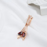 14 Karat Rolled Gold Red Water Drop AAA Zircon Crystals Long Dangle Elegant Earrings
