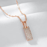 Gorgeous 14K Filled Rose Gold Gorgeous AAA Zircon Diamonds Square Pendant And Necklace - Simple Fine  Jewellery