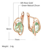 Trendy Geometric Light Green Zircon Crystal 14K Rolled Rose Gold Drop Earrings For Women