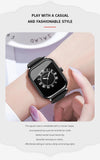 New Women's Square Watch - Fashion Silicone Strap Simulated Smart Dial 35mm Black Rose Gold Quartz Movement Watch