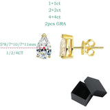 Awesome 1CT 2CT 4CT Pear Cut Moissanite Diamonds Stud Earrings for Women - Sparkling Solitaire Fine Jewellery - The Jewellery Supermarket