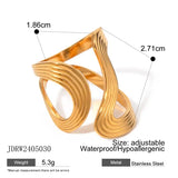 18K Plated Stainless Steel Minimalist Irregular Curve Geometric Curved Ring