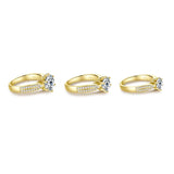 Classic GRA Certified 2CT 3CT Moissanite S925 Silver White Gold Plated Wedding Ring