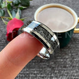 New 8MM Black Meteorite Beveled Polished Finish Comfort Fit Tungsten Gold Wedding Rings for Men and Women - The Jewellery Supermarket