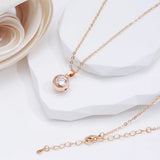 Sparkling Rolled 14K Rose Gold AAA Zircon Damond Round Pendant Necklace For Women - Trendy New Jewellery