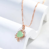 14K Gold Filled Trend Green AAA Zircon Crystals Flower Elegant Fine Pendant Necklace