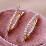 14K Gold Filled Clip Earrings Elegant Curve Long Drop Inlay AAA Zircon Diamonds Earrings