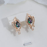 Elegant Rolled 14K Rose Gold Vintage Style Drop Earrings with Gradient AAA Zircon Diamonds Fashion Fine Jewellery