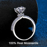 Amazing 100% Real Moissanite With Pave Band 2CT 925 Sterling Silver Diamond  Engagement Wedding Dream Bridal Rings