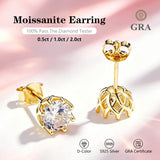 Classic Moissanite Diamonds Flower Stud Earrings 925 Silver with Six-Prong Setting