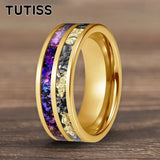 Orion Nebula and Meteorite Gold Foil Inlay 8MM Tungsten Carbide Rings