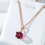 14K Gold Filled Cube Design AAA Zircon Crystal Red Stone Luxury Pendant And Necklace