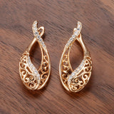 14K Gold Filled Fashion Trendy AAA Zircon Diamonds Hollow Drop Vintage Earrings