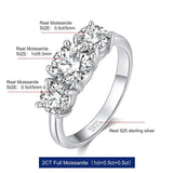 Luxury 3 Stone Round Cut D Colour 4CT Moissanite Diamonds Rings Sterling Silver 18KGP Engagement Wedding Jewellery