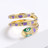 925 Silver Cute Creative Animal Cartoon Enamel Snake Ring
