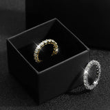 Sparkling 2.2cttw 3mm D Colour Moissanite Diamonds Full Eternity Rings - 18K Gold 925 Silver Plated Wedding Rings