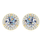 Sparkling 0.5-1-2 Carat Moissanite Diamonds Unisex Silver Stud Earrings