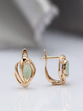 14K Gold Filled New Marquis Eye Fog Green AAA Zircon Crystal Hollow Geometric Earrings