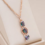 14K Rolled Gold Drop Necklace Unusual Colourful AAA Zircon Crystal Fashion Long Necklace