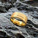 Hammered Offset Line 8mm Tungsten Carbide Rings for Men Women Comfort Fit