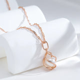14K Gold Filled Luxury Pendant Unique Geometric Hollow Pearl Elegant Necklace for Women