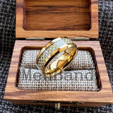 Carbon Fiber Inlay 4/6/8mm Gold Tungsten Engagement Wedding Rings for Men Women