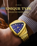 New Arrival Popular Triangle Men's Watches - Large Dial Quartz Steel Band Casual Personality Calendar Wristwatches