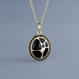 Classic Hand-made Enamel Oriental Sparkling Black Spinel Antique Look Necklace