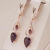 14K Gold Filled Transparent AAA Grey Zircon Crystal Long Drop Earrings Special Jewellery