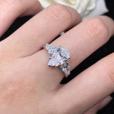 Amazing 3 Stone 18KGP  Pear Cut Water Drop 3ct Moissanite Ring S925 Silver Eternity Rings Certified Fine Jewellery
