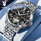 Best Selling Luxury Brand Skeleton Automatic Mechanical Fashion High Quality Multifunction WristWatches for Men