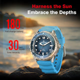 Solar Powered Luxury Quartz 316L Stainless Steel Case Waterproof 300M Dive Watch