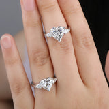 Superb 1/2/3/4CT Heart Cut VVS1 D Colour Moissanite Diamond Engagement Silver Ring