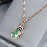 Luxury Geometric Light Green Rolled 14K Rose Gold AAA Zircon Crystals Necklace For Women - Trendy Jewellery