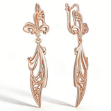 Delicate Flower Design 14K Gold Filled Long Dangle Earrings High Quality Fine Jewellery