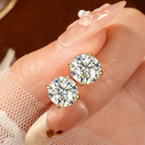 Solitaire Round D-Colour 0.1CT-3CT Moissanite Diamonds Unisex Stud Earrings