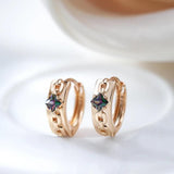 Fashion Colorful Rolled Rose Gold of 14-Karat Purity AAA Zircon Crystals Hoop Earrings - Party Daily Jewellery