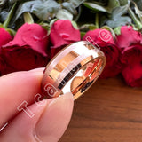 Beveled Brushed Polished Finish 8mm Men Women Two Tone Tungsten Wedding Rings