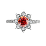 Sunflower Design VVS1 1/2CT Coloured Moissanite Diamonds Engagement Wedding Rings Silver GRA Certified Jewellery