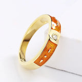 High-quality Handmade Enamel 18KGP AAA Zircon Diamonds Orange Ring