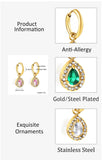 New 316L Stainless Steel Water Drop Luxury Zircon Crystals Earrings For Women Girl Trend Ear Buckle Jewellery - The Jewellery Supermarket