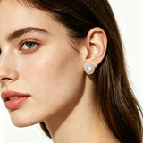 Freshwater Real Multicolour Pearls AAA Zircon Diamonds Halo Stud Silver Earrings