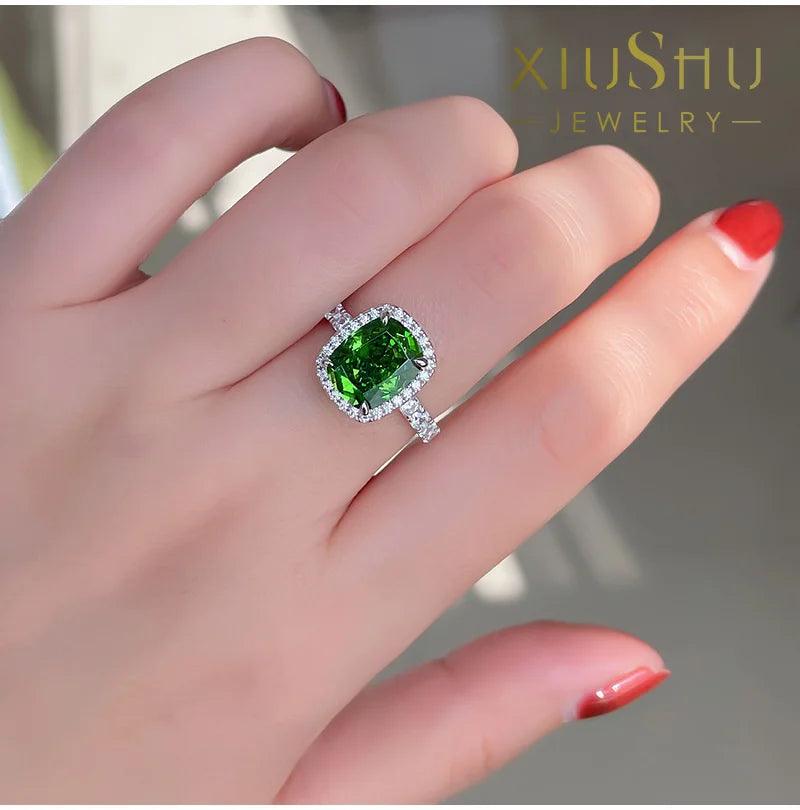Exquisite Luxury Multicolor AAAAA Lab Created Ruby Pink Diamond Blue Green Niche Design Gemstone Silver Big Rings - The Jewellery Supermarket