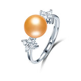 High Quality White,Pink,Purple,Black,Gold Pearls AAA Zircon Diamonds Silver Rings