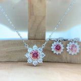Lovely Total 4Ct Red Sunflower Moissanite Diamonds Necklace Ring Earrings Jewellery Set for Women for All occasions - The Jewellery Supermarket