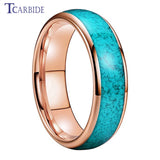 Turquoise Domed Polished Finish 4/6/8MM Tungsten Engagement Wedding Rings