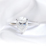 Fabulous 1-4CT Pear Cut VVS1 D Colour Moissanite Diamonds Solitaire Silver Ring