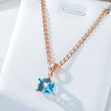 14K Gold Filled Cube AAA Blue Zircon Women's Luxury Long Fashion Pendant And Necklace